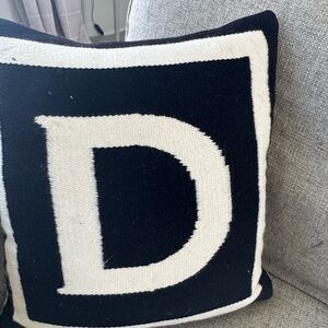 Jonathan Adler Black and White Monogram D Pillow